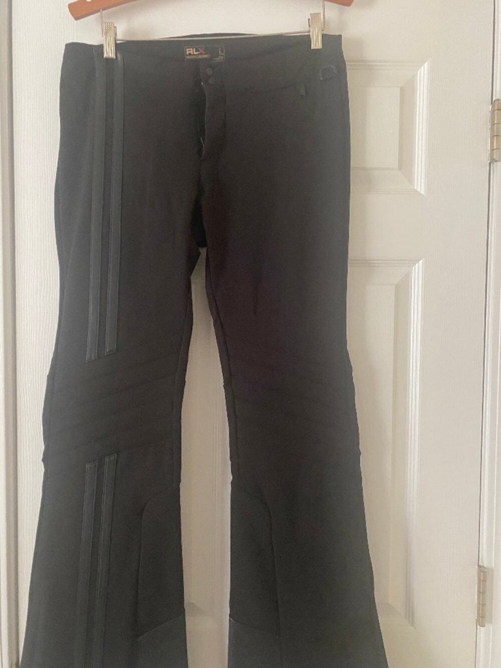 RLX Ralph Lauren BLACK SKI PANTS SIZE L LEATHER STRIPES